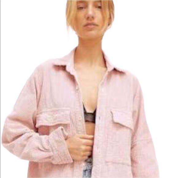 New CP Shades x Free People Pink Oversized Corduroy Buttondown Top / Jacket USA - Picture 5 of 11